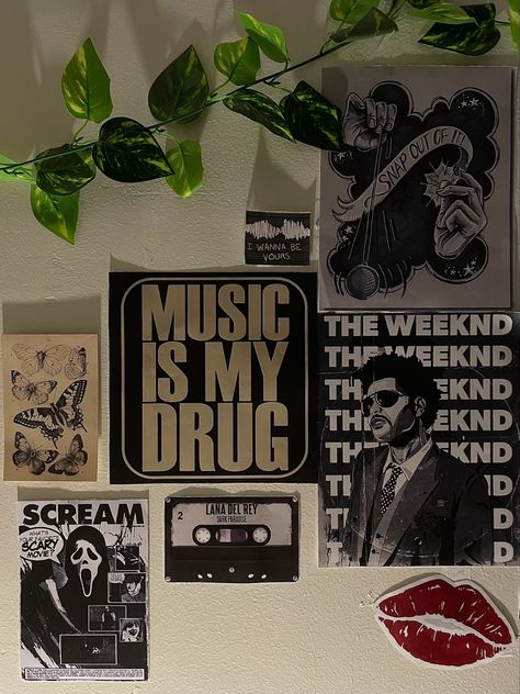 Weeknd Room Aesthetic, The Weeknd Inspired Room, The Weeknd Room Decor Ideas, The Weekend Room Decor, The Weeknd Aesthetic Room, Tvd Inspired Room, Weeknd Room Decor, Lana Del Rey Poster Room, The Weeknd Room Decor