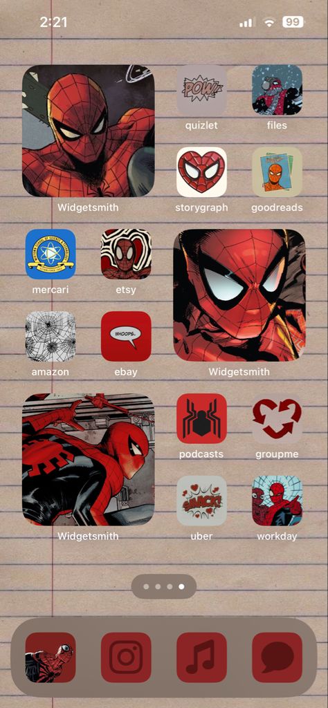 light version Spider Man Home Screen, Phone Home Screen Layout, Marvel Homescreen, Spiderman App, Phone Home Screen, Lockscreen Themes, Digital Workspace, Home Screen Layout, Spiderman Gifts