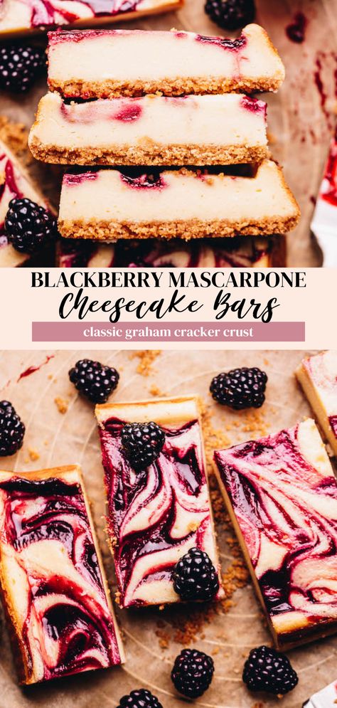 Blackberry Mascarpone, Recipes With Mascarpone Cheese, Bars With Graham Cracker Crust, Mascarpone Cheesecake, Mascarpone Recipes, Mascarpone Dessert, Homemade Food Gifts, Cracker Crust, Cheese Dessert