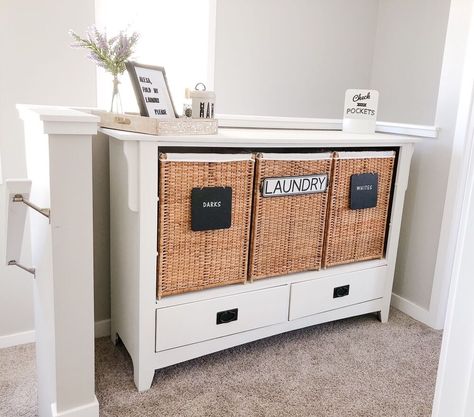 Do you have an old dresser laying around?Don’t throw it out!!!!When I redid our master bedroom and added a gorgeous DIY mantle, I had to move our old chunky dresser out of the room.Subject in question. In our upstairs, we have a little nook, that I never knew what to do with. It was the perfect spot to move to dresser too, until I figured out what I was going to do with it.I went back and forth with the idea of donating it or breaking it into pieces for the dump.DONATE. DESTROY. D Diy Mantle, Laundry Station, Dresser Diy, Laundry Stripping, Diy Laundry, Dresser Makeover, Grid Style, Old Dressers, Diy Flooring