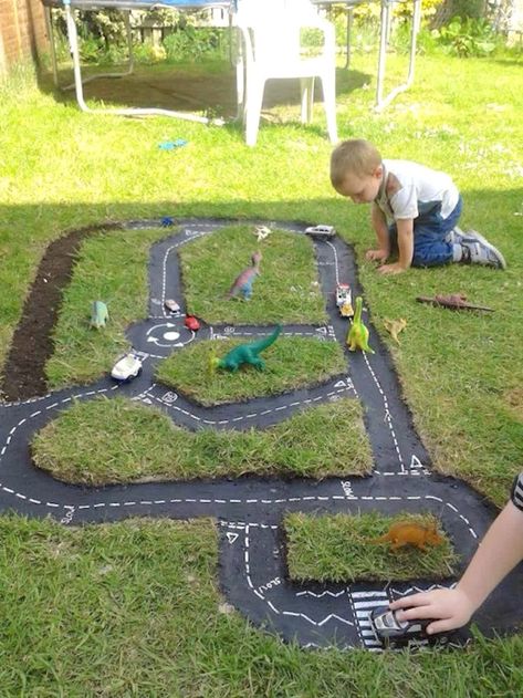 Car Tracks For Kids, Race Car Track, Backyard Activities, Kids Races, Backyard Kids Play Area, Outdoor Play Spaces, Outdoor Play Areas, Kids Outdoor Play, Outdoor Play Area