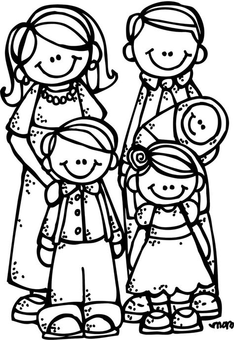 coloring page of family Lds Clipart, Melonheadz Clipart, Family Coloring Pages, Family Clipart, Rainbow Canvas, Family Coloring, Clipart Black And White, Kids Clipart, Cute Family