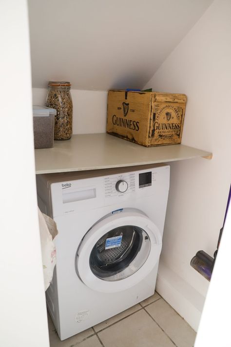 Small Laundry Nook, Small Laundry Space, Laundry Nook, Dainty Dress, Laundry Space, Small Laundry, Laundry Machine, Nook, Bathroom Decor