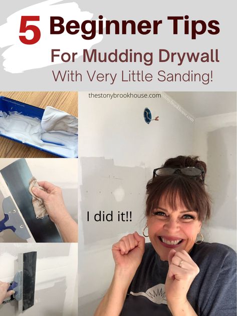 5 Beginner Tips for Mudding Drywall With Very Little Sanding Mudding Drywall Tips, Sheetrock Mudding Tips, Diy Drywall Mudding, How To Tape And Mud Sheetrock, Sanding Drywall Tips, Drywall Tips And Tricks, Spackling Tips Drywall, How To Mud Drywall, How To Tape And Mud Drywall