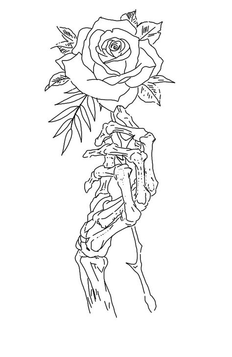 Grim Reaper Coloring Pages, Holding Rose Tattoo, Hand Holding Rose Tattoo, Skeleton Holding Rose, Half Skull Half Rose Drawing, Loving Reaper Full Comic, Hand Holding Rose, Dead Rose Drawing, Skeletal Hand