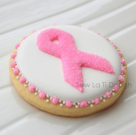 Pink Ribbon Day, Ribbon Cookies, Bakery Inspiration, Designer Cookies, Icing Ideas, Cookie Decoration, Pink Cookies, Ribbon Awareness, Themed Cookies