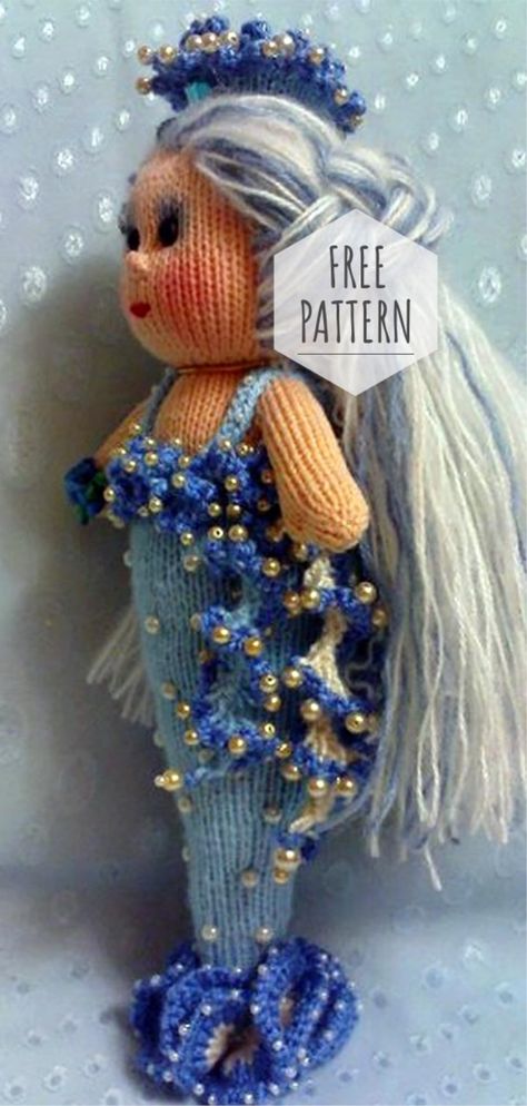 Knitting Mermaid Free Pattern Mermaid Knitting Pattern, Mermaid Knitting Pattern Free, Knitting Doodles, Kids Mermaid Tails, Knitting Dolls Free Patterns, Knitted Dolls Free, Dolls Pattern, Knitted Doll Patterns, Knitting Toys