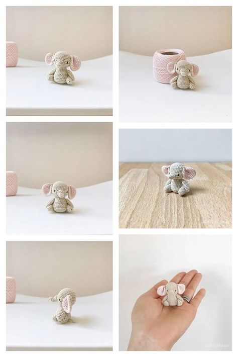 Amigurumi Tiny Elephant Free Pattern-2 10 Crochet Elephant Pattern Free, Crochet Elephant Pattern, Crochet Dreams, Crochet Butterfly Pattern, Elephant Applique, Applique Tutorial, Crochet Animal Amigurumi, Tiny Elephant, Crochet Animals Free Patterns