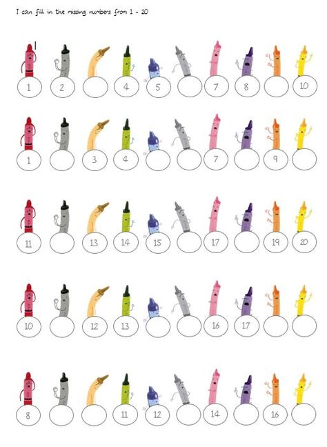 Free printable download for work with the Day the Crayons Quit to help consolidate numbers from 1 – 20. The Day The Crayons Quit Activities, Colour Activities Eyfs, Crayons Quit Book, Eyfs Literacy, Colour Activities, The Day The Crayons Quit, Day The Crayons Quit, Storybook Land, Crayon Book