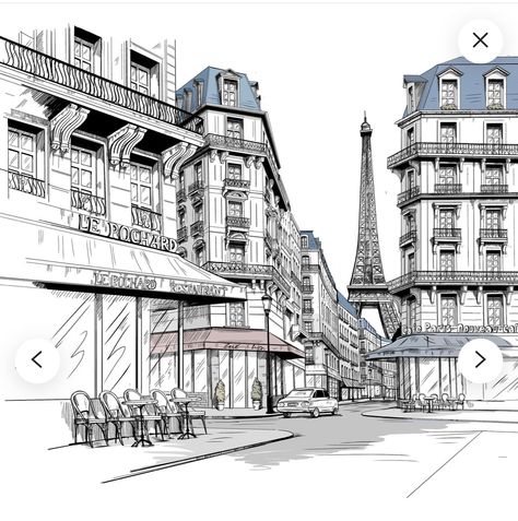 Paris Buildings Drawing, Paris Architecture Drawing, Drawing Paris, Mural Drawing, Paris Drawing, Paris Buildings, Drawing Scenery, Gcse Art Sketchbook, Wallpaper Illustration