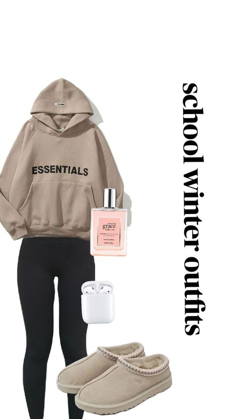 this is a comfortable and cozy outfit for school! Cozy Outfit At Home, Comfy School Outfits Leggings, Leggings Uggs Outfit, Cold Lazy Day Outfit, Cozy Outfits For School, Outfit Ideas Winter School, Cozy Outfit Ideas Winter, Cozy Winter Clothes, Leggings Uggs