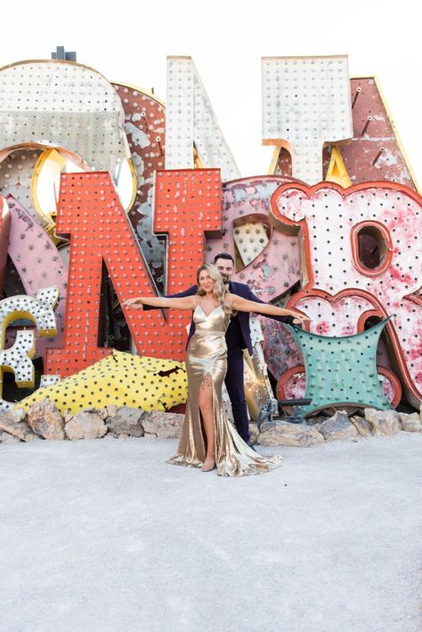 Las Vegas Neon Museum Elopement on a $3,600 Budget Vegas Elopement Outfit, Elopement Outfit Ideas, Vegas Neon Museum, Neon Museum Wedding, Museum Elopement, Summer Vegas Outfit, Las Vegas Neon, Elopement Outfit, Vegas Wedding Venue