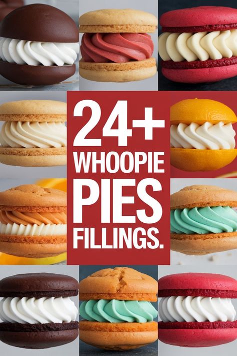 Whip up some tasty whoopie pies with these amazing filling ideas! From peanut butter and chocolate to fluffy marshmallow and pumpkin spice. the possibilities are endless. Perfect for parties or a sweet treat at home. Let your baking adventures shine with these scrumptious flavors! Whoopie pies are so fun!  https://ostrali.com/whoopie-pies-filling Whoopie Pie Filling Marshmallow, Pineapple Whoopie Pies, Whoopie Pie Flavor Ideas, Whoopie Pie Filling Recipe, Whoopie Pies From Box Cake, Christmas Whoopie Pies, Oatmeal Whoopie Pies, Homemade Whoopie Pies, Mini Whoopie Pies