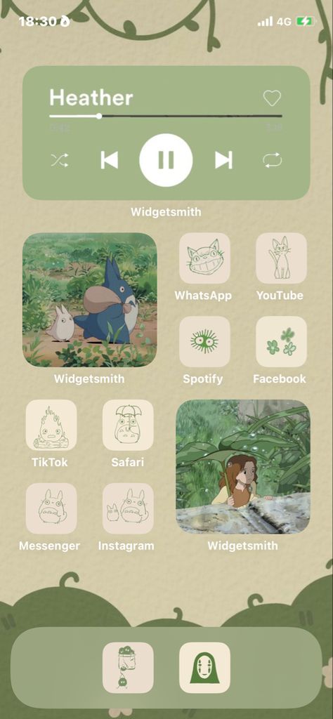 Asthetic Studio Ghibli Wallpapers, Studio Ghibli Ipad Homescreen, Ios Ghibli Theme, Widget Icon Studio Ghibli, Homescreen Layout Studio Ghibli, Iphone Ghibli Theme, Howls Moving Castle Iphone Layout, Studio Ghibli Ios Layout, Studio Ghibli Phone Icons