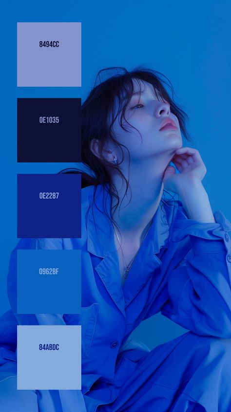 Colors:
8494CC
0E1035
0E2287
0962BF
84ABDC Indigo Branding, Oversized Suit, Background Elements, Monochrome Color Palette, Hex Color, Hex Color Palette, Monochrome Palette, Monochrome Color, Color Palette Design