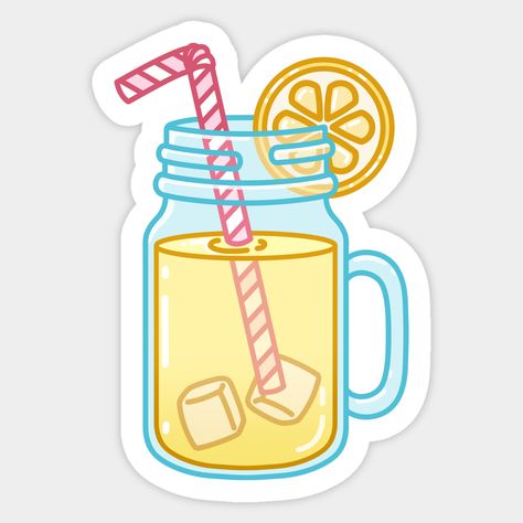 Aesthetic Drink Stickers, Lemonade Jar, Lemonade Sticker, Lemon Sticker, Custom Hard Hats, Custom Car Stickers, Jar Stickers, Drink Stickers, Make Lemonade