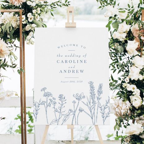 Blue Easel Posters & Prints | Zazzle Wedding Periwinkle, Boho Wildflower Wedding, Sign Easel, Periwinkle Wedding, Boho Wildflower, Wedding Welcome Sign, Wildflower Wedding, Wedding Welcome Signs, Wedding Signage