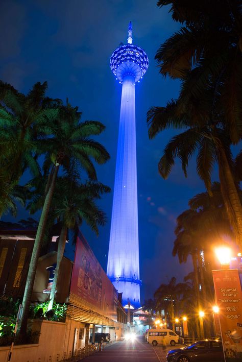 The  Kuala Lumpur Tower, Malaysia. It is used for communication purposes and features an antenna that reaches 421 metres (1381 feet) Places In Malaysia, Kl Tower Malaysia, Kuala Lumpur Malaysia Aesthetic Night, Malaysia Night View, Twin Towers Malaysia, Strait Of Malacca, George Town, Malaysia Tourist Spot, Kuala Lumpur City