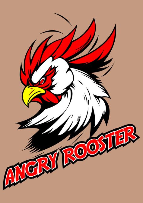 Angry Rooster, Rooster Head, Angry Chicken, Rooster Vector, Chicken Vector, Chicken Logo, Rooster Painting, Rooster Art, Fruit Picture