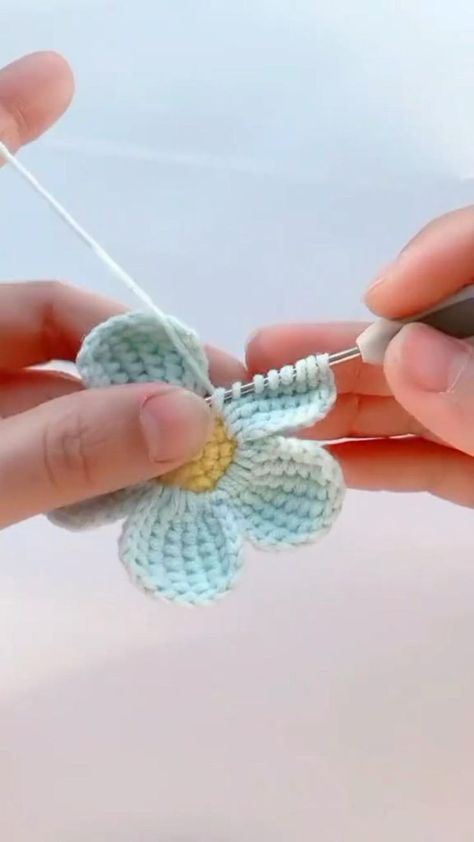 Pin on Crochet patterns Projek Mengait, Crochet Flowers Easy, Crochet Flowers Free Pattern, Pola Sulam, Crochet Stitches For Beginners, Crochet Flower Tutorial, Crochet Instructions, Crochet Flower Patterns, Tunisian Crochet