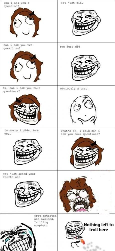 Troll comics Troll Trap, Rage Comics Funny, Derp Comics, 4 Panel Life, Laugh Meme, Funny Troll, Meme Comics, Rage Comics, Troll Face