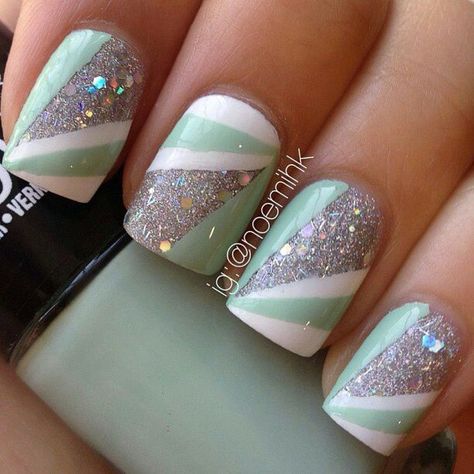 Nagel Tips, Green Nail, Gambling Tattoo, Nail Swag, Manicure Y Pedicure, Fabulous Nails, Glitter Nail Art, Cute Nail Designs, Fancy Nails