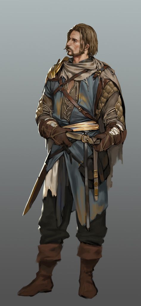 ArtStation - personal work, Mam BA Adventurer Concept Art, Human Fighter Dnd Male, Dnd Assets, Heroic Fantasy, Roleplay Characters, Leather Armor, Human Male, Dnd Art, Fantasy Male