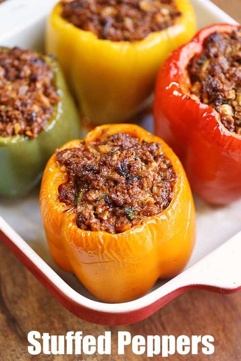 Healthy Stuffed Peppers Recipe, Without Rice (+VIDEO) | Healthy Recipes Stuffed Bell Peppers Ground Beef, Pepper Recipes Healthy, Easy Stuffed Pepper Recipe, Rice Healthy, Easy Stuffed Peppers, Stuffed Peppers Healthy, Stuffed Peppers Turkey, Bell Pepper Recipes, Low Carb Diets