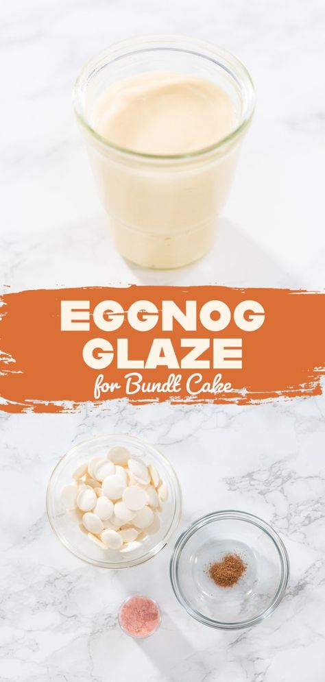 Eggnog Glaze for Bundt Cake Eggnog Glaze Recipe, Easy Eggnog Cake, Glaze For Bundt Cake, Bundt Cake Glaze, Eggnog Glaze, Chocolate Peppermint Cupcakes, Eggnog Recipes, Eggnog Cake, Homemade Vanilla Cake