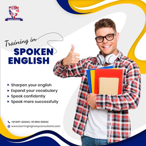 Looking for the Best Spoken English classes in Punjab? Join Learning Highway, the most trusted English Speaking Institute to become a fluent English speaker. Join Now and Speak more successfully. 👉For more information get in touch with us on: ☎️ Call:+91 9417-424242, +91 9914-100042 📧 Email: info@learninghighwayinstitute.com 🌐 Visit: www.learninghighwayconsultants.com 🏠: Muktsar Office: 30 feet Road, Near Bus Stand 🏠: Kotkapura Office: Opp. Giani Zail Singh Market Speak In English Poster, Tutoring Flyer, Education Poster Design, Class Poster, Bus Stand, Simple Saree Designs, Fluent English, English Course, Spoken English