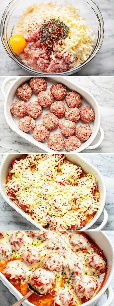 Cheesy Meatballs Casserole Low Carb - #lowcarb #meatballs #recipe #eatwell101 - Looking for a great low carb dinner option? This low carb turkey meatball casserole recipe is absolutely fabulous. - #recipe by #eatwell101 #healthydinner #HomeFood Keto Dinner Ideas Easy Beef, Low Carb Recipes For Dinner Beef, Dinner Ideas Carb Free, Super Easy Meal Ideas, Cheesy Supper Ideas, Health Dinner Ground Beef, Cheesy Meatball Bake, Keto Turkey Recipes Ground, Low Carb Meals With Ground Beef Easy Dinners