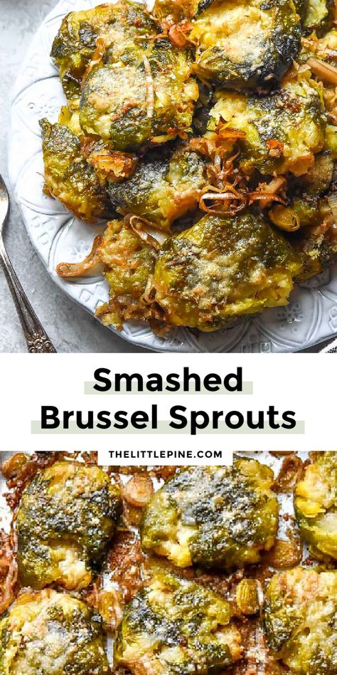 Crispy Smashed Brussel Sprouts, Healthy Side Dish Recipes, Smashed Brussel Sprouts, Smashed Brussels Sprouts, Easy Veggie Side Dish, Veggie Side Dish Recipes, Brussel Sprout Recipes Roasted, Breakfast Low Carb, Easy Veggie