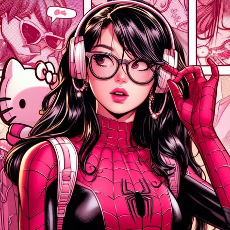 Spiderman Ocs Female, Female Spiderman Pfp, Spider Man Girl Aesthetic, Spider Girl Pfp, Spider Girl Wallpaper, Spiderwoman Pfp, Spider Man Girl, Girl Spiderman, Female Spiderman