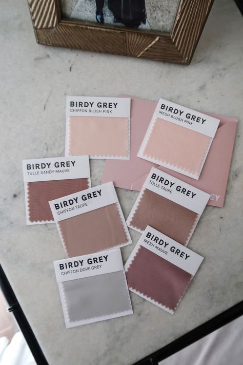 Bridesmaids Dress Swatches, Birdie Grey Bridesmaid, Birdy Grey Bridesmaid, Wedding Wishlist, Neutral Bridesmaid Dresses, Champagne Bridesmaid Dresses, Grey Bridesmaids, Neutral Wedding Colors, Wedding Playlist