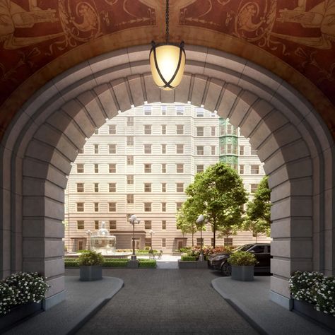 The Belnord, Upper West Side Apartment, Only Murders In The Building, Lacquered Walls, Upper West Side, Mosaic Flooring, Painted Ceiling, Entry Foyer, City Buildings