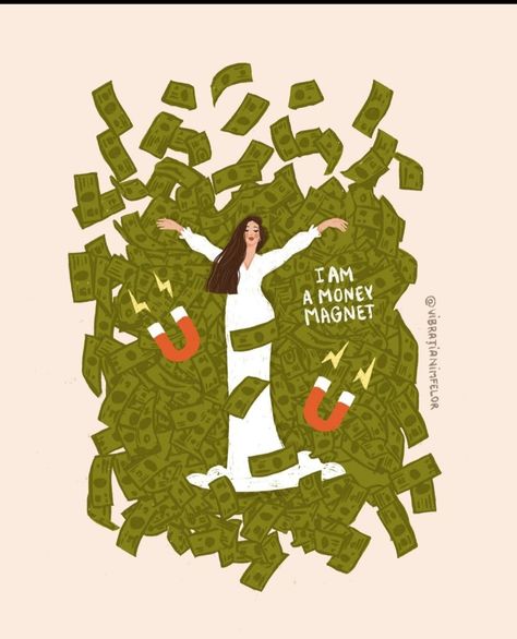 Spiritual Illustration, I Am A Money Magnet, Money Affirmation, Money Vision Board, Graphic Shapes Design, Money Icons, Money Magic, Money Magnet, Art Quote