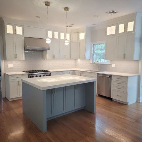 Kitchen Cabinets With Lights, Lights Above Kitchen Cabinets, Flat Front Kitchen Cabinets, Above Cabinet Lighting, Cabinets With Lights, Tall Kitchen Cabinets, Light Kitchen Cabinets, Top Of Cabinets, Upper Kitchen Cabinets