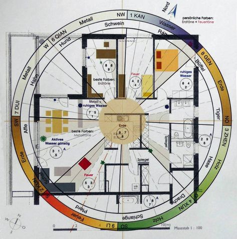 Harmonisch Wohnen dank Feng Shui: Wie man aktiv genutzte Wohnräume und Erholungszonen unterscheidet. Feng Shui Floor Plan, Fen Shui, Feng Shui, Habitat, House Plans, Floor Plans, Flooring, How To Plan, Quick Saves