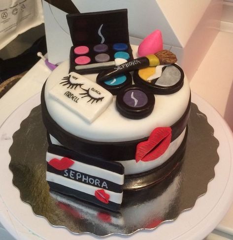 Sephora Birthday Cake Ideas, Sephora Birthday Cake, Sephora Cake Birthday, Sephora Lip Stain Swatches, Sephora Cake, Makeup Birthday Cakes, Fashionista Cake, Sephora Cream Lip Stain, Cake Makeup