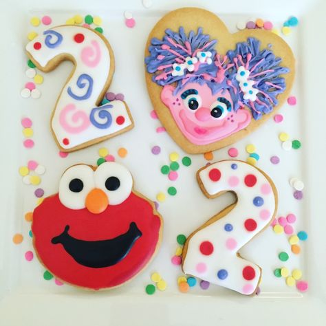 Abby Cadabby & Elmo Abby Cadabby Cookies, Elmo And Abby Cadabby Birthday Party, Abby Cadabby Birthday Party, Abby Cadabby Birthday, Bday Cookies, Elmo First Birthday, Sesame Street Cupcakes, Irish Potato, Theme Cookies