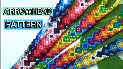 RAINBOW ARROWHEAD PATTERN | Macrame Friendship Bracelet Video Tutorial | Step By Step Tutorial Friendship Bracelets Patterns 4 Colors, Arrowhead Pattern, Woven Bracelet Tutorial, Diy Friendship Bracelets, Arrows Diy, Arrowhead Bracelet, Bracelet Video, Macrame Earrings Tutorial, Brazilian Bracelet