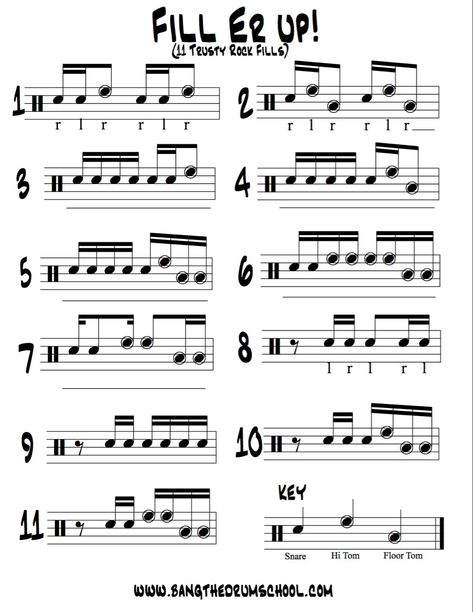 Drum Fills, Drum Rudiments, Drum Notes, Easy Guitar Chords, Drum Patterns, Teaching Secondary, Drums Sheet, Drum Sheet Music, Drum Music