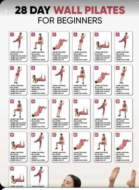 The 28-Day Wall Pilates Revolution: Reinvent Your Body Pregnant Yoga, Pilates Workout Plan, Beginner Pilates, Wall Yoga, Wall Pilates, Pilates Challenge, Pilates Workout Routine, Personalized Workout Plan, Pilates At Home