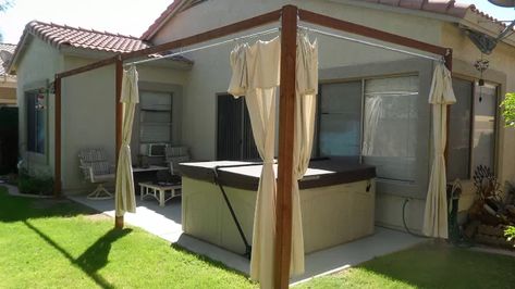 a simple surround that would provide privacy, but still allow viewing the stars Hot Tub Privacy, Hot Tub Landscaping, Hot Tub Surround, Hot Tub Patio, Hot Tub Gazebo, Diy Hot Tub, Tub Enclosures, Hot Tub Deck, Hot Tub Backyard