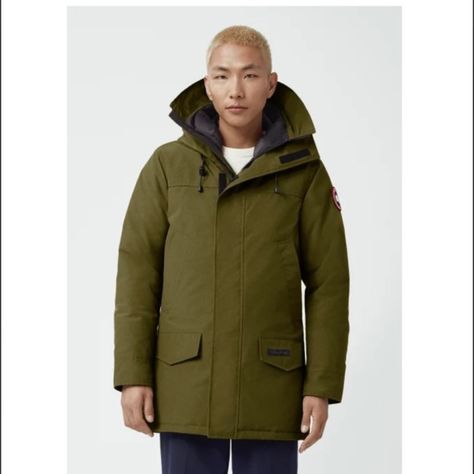 Canada Goose Langford Parka Fusion Fit Military Green, Canada Goose, Men's Jacket, Parka, Rib Knit, Mens Jackets, Like New, Plus Fashion, Green