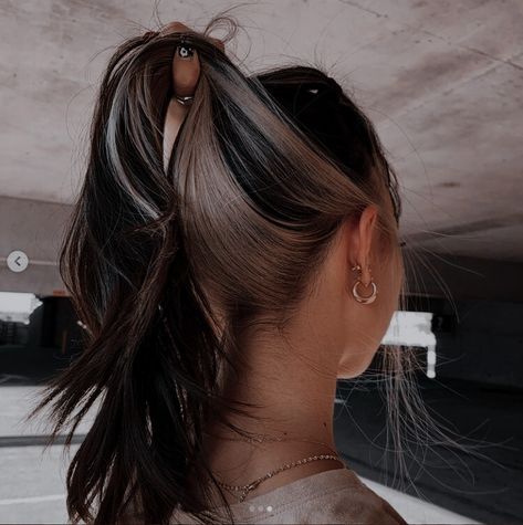 Brown Bayalage Hair, Underdye Hair, Hidden Hair Color, Peekaboo Hair Colors, Jasmine Hair, Highlights For Dark Brown Hair, Haircuts For Long Hair With Layers, Hair Color Underneath, Cabello Hair