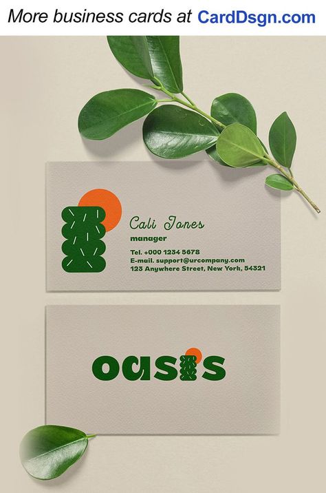 Sustainable Business Cards, Business Card Illustration, Funky Business Cards, Punch Card Design, Fun Business Cards, Green Brand Identity, Name Card Business, Green Business Card Design, Colorful Business Card Design