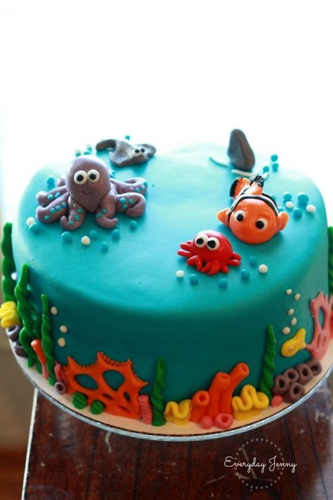 UNDER THE SEA CAKE Aquarium Cake, Aquarium Party, Mermaid Topper, Octopus Cake, Nemo Cake, Under The Sea Cake, Nemo Birthday, Sea Cake, Ocean Cakes