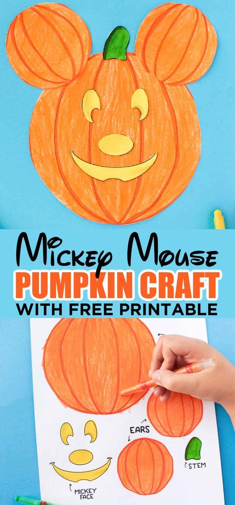 M Is For Mickey Mouse Craft, Mickey Mouse Pumpkin Craft, Disney Halloween Activities, Mickey Mouse Halloween Crafts, Disney Fall Crafts, Disney Halloween Crafts For Kids, Mickey Mouse Crafts For Preschoolers, Disney Toddler Crafts, Mickey Mouse Activities For Kids