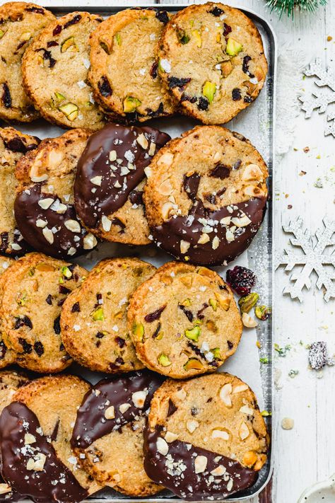 Vegan Slice and Bake Shortbread Cookies (Gluten-Free Option) – Nourishing Amy Dairy Free Christmas Baking, Vegan Gluten Free Shortbread, Slice And Bake Shortbread, Vegan Slice, Slice And Bake Cookies, Oats Cookies, Vegan Shortbread Cookies, Vegan Christmas Desserts, Vegan Shortbread